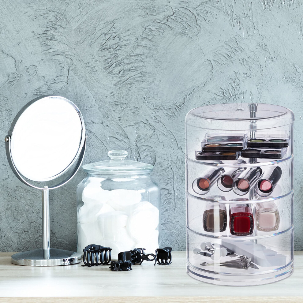 cosmetic-organiser-with-4-swivel-compartments--makeup-kit-for-lipstick-etc---acrylic-jewellery-stand--transparent
