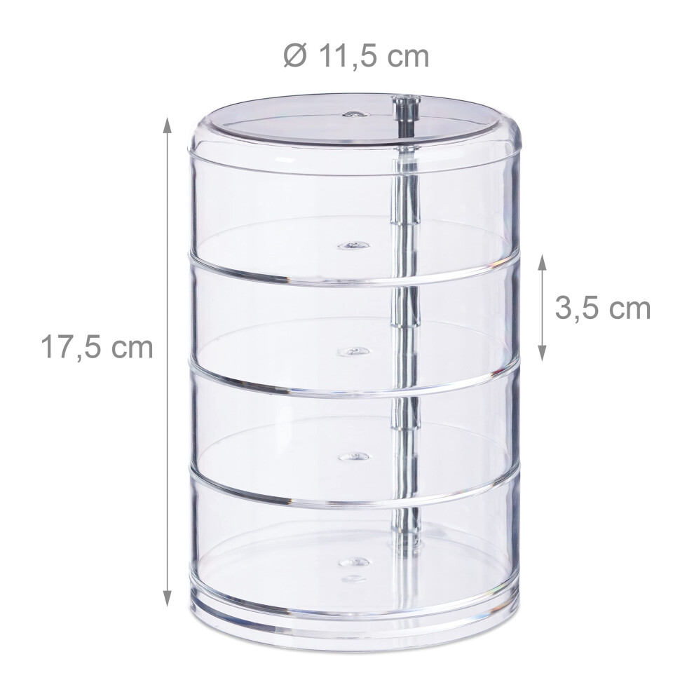 cosmetic-organiser-with-4-swivel-compartments--makeup-kit-for-lipstick-etc---acrylic-jewellery-stand--transparent