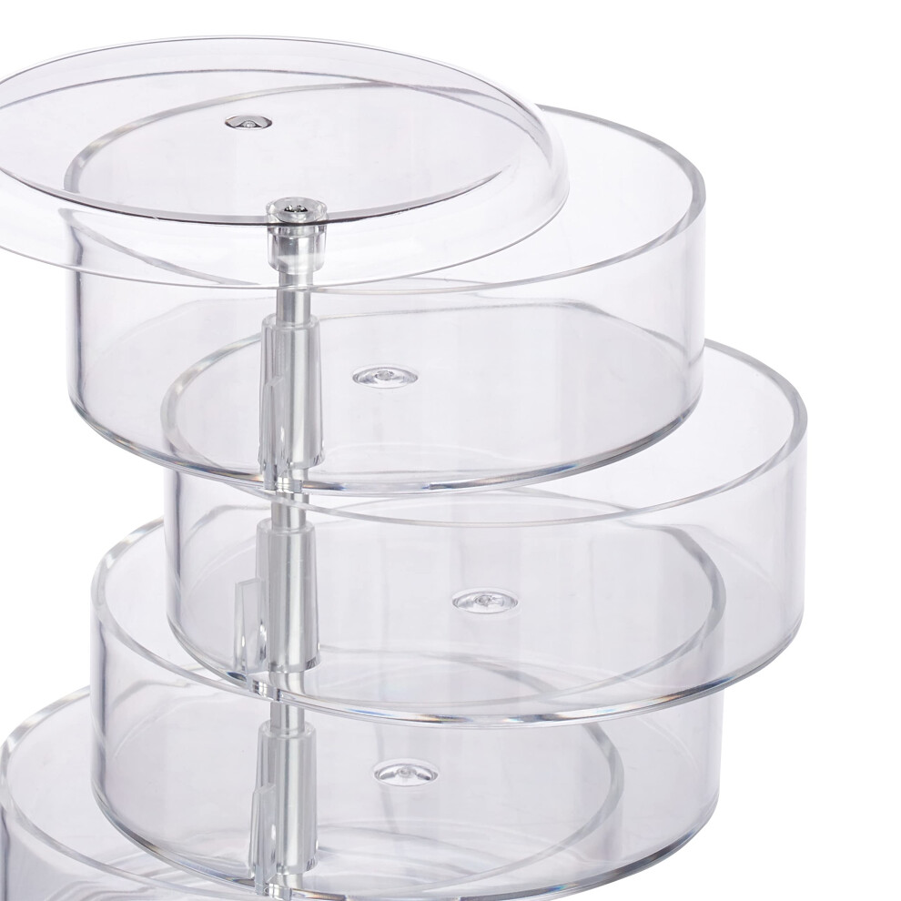 cosmetic-organiser-with-4-swivel-compartments--makeup-kit-for-lipstick-etc---acrylic-jewellery-stand--transparent