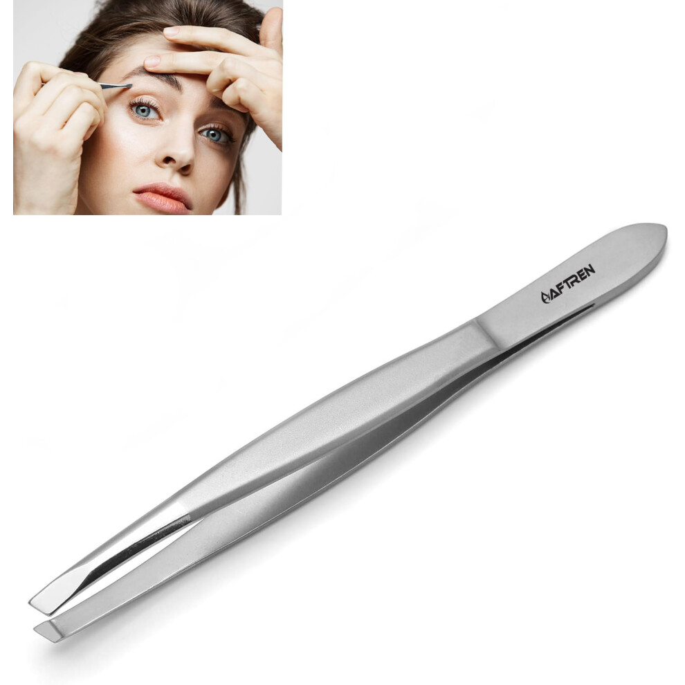 Wide Grip Slant Tweezers - German Stainless Steel - Hand-Filed Slanted Tips for Ultra-Precision - Tweezers for Eyebrows and Nose/Ear/Facial Hair -