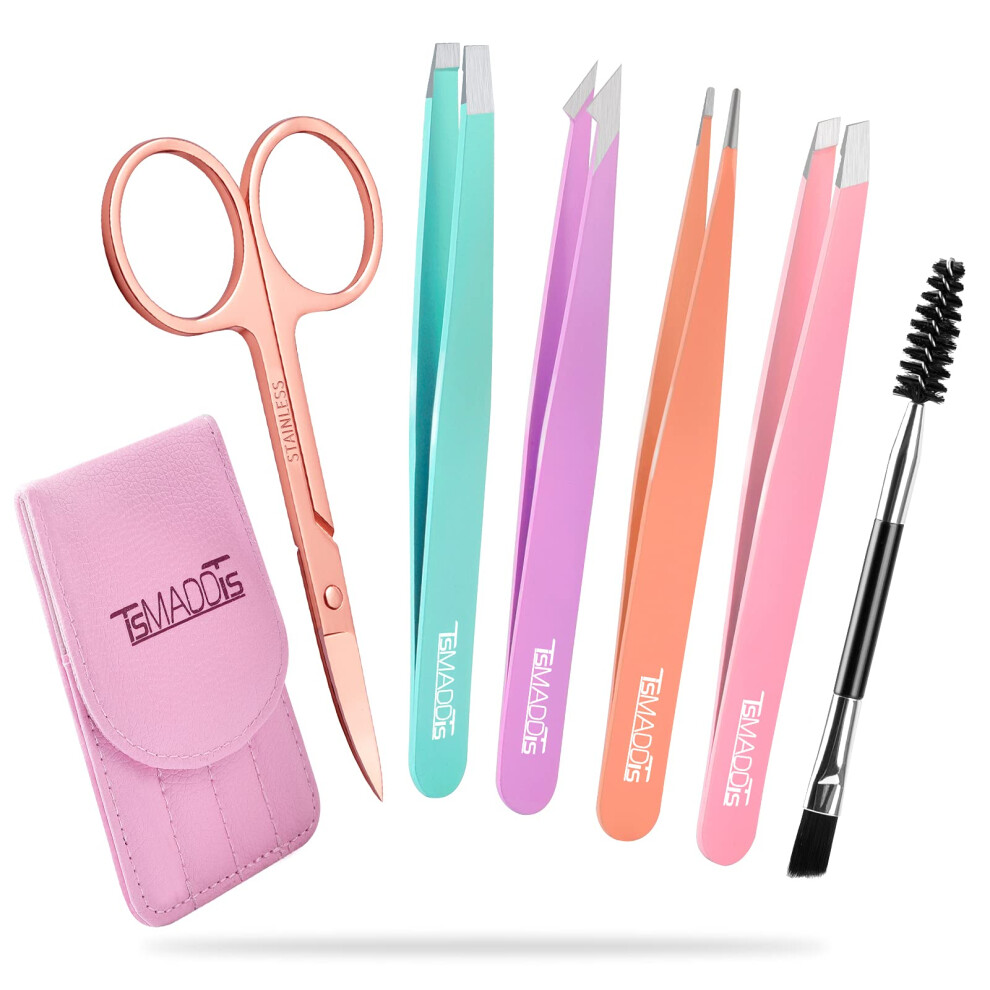Tsmaddts Pince Ã Ã©Piler Pour Sourcils En Acier Inoxydable Pointes Inclinã©Es Et Ciseaux Courbã©S Pour Cheveux Incarnã©S, Poils Du Visage, Ã©Pilation Et