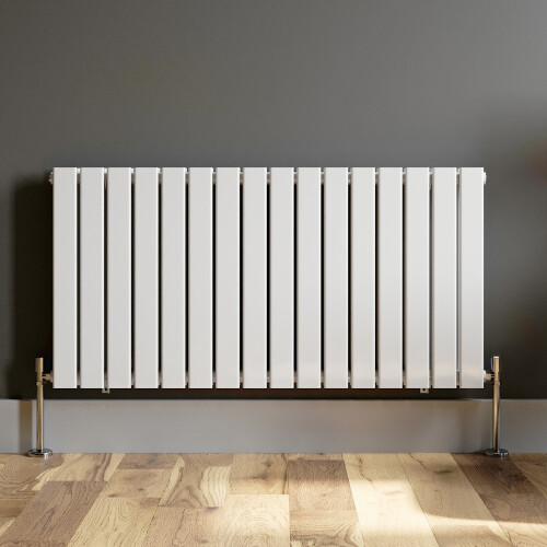 (White, 600 x 1216mm - Double) Flat Panel Radiators Horizontal Vertical Heater 2