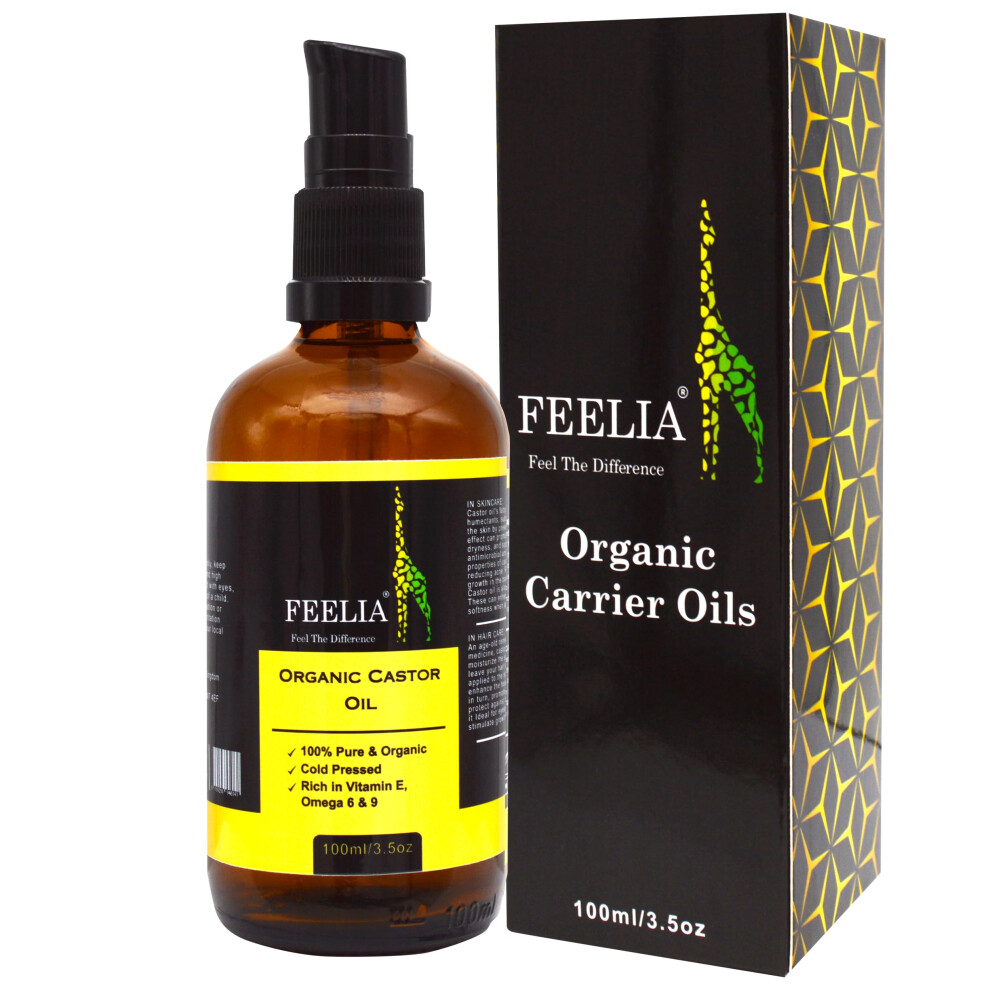 - Organic Castor Oil - Cold Pressed - Rich in Vitamin E, Omega 6 & 9-100% Pure & Organic -100ml