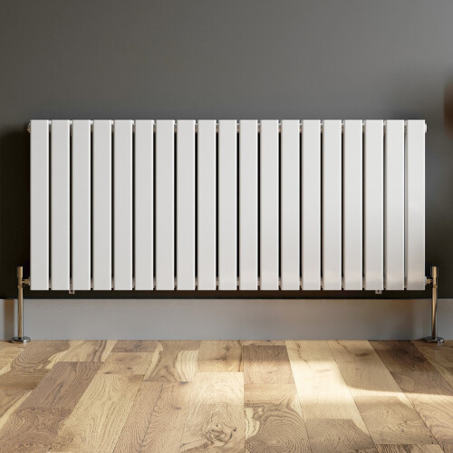 (White, 600 x 1444mm - Double) Flat Panel Radiators Horizontal Vertical Heater 2