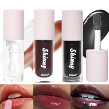 LuckNest Translucent Zwarte Lipgloss, Helder/Zwarte Kers/Zwarte Suiker Lipolie, Plump Hydraterend