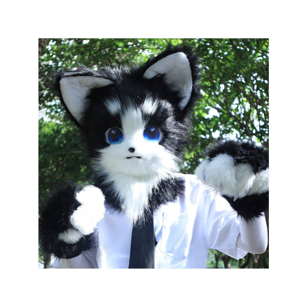 (Headgear, one-size) Animal Furry Fursuit Head Mask Plush Cat Fox Mask Costume Props For Cosplay Party Halloween-image-OPC-PFJJXB6-NEW