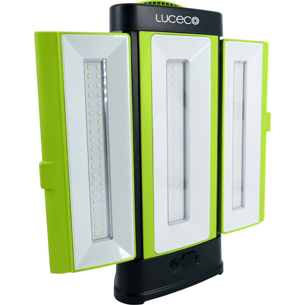 Luceco Three Panel Open Areaâ, 360Â° & Foldable Rechargeable Work Light