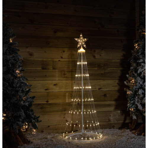 Snow Time 1.35m Light up Cone Tree with 160 Warm White LEDs and Timer Function