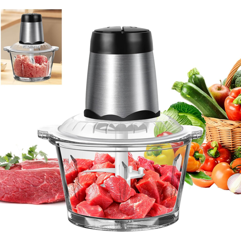 300W 220V Electric Meat Grinder, Electric Food Processor for Kitchen Meat Grinder 2L with 4 Durable Blades, 2 Speed adjustable Meat Mincer