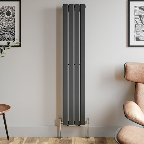 (Anthracite, 1600 x 300mm - Single) Flat Panel Radiators Horizontal Vertical Heater 2