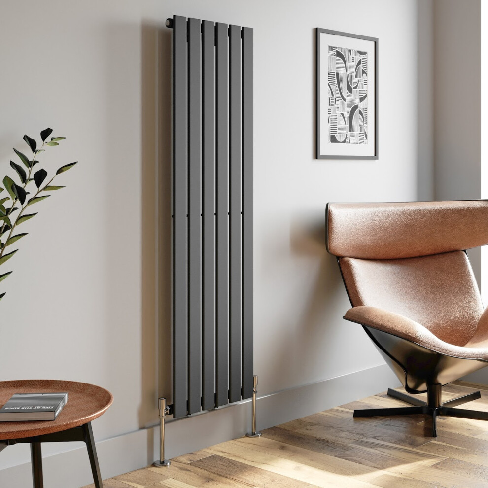 (Anthracite, 1600 x 452mm - Single) Flat Panel Radiators Horizontal Vertical Heater