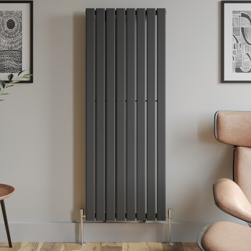 (Anthracite, 1600 x 604mm - Single) Flat Panel Radiators Horizontal Vertical Heater 2