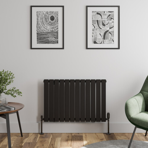 (Black, 600 x 908mm - Single) Flat Panel Radiators Horizontal Vertical Heater 2