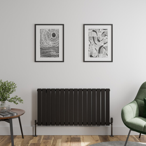 (Black, 600 x 1212mm - Single) Flat Panel Radiators Horizontal Vertical Heater 2