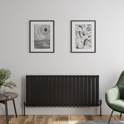 (Black, 600 x 1440mm - Single) Flat Panel Radiators Horizontal Vertical Heater 2