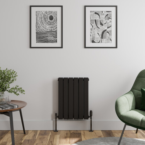 (Black, 600 x 456mm - Double) Flat Panel Radiators Horizontal Vertical Heater 2