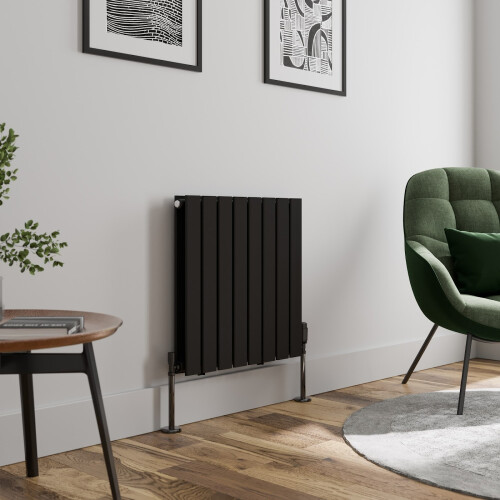 (Black, 600 x 608mm - Double) Flat Panel Radiators Horizontal Vertical Heater
