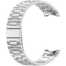 (Silver) Watch Strap for Samsung Galaxy Watch 7 Push-button Metal Watch Strap Three-Ball Steel Strap with Watch Remover