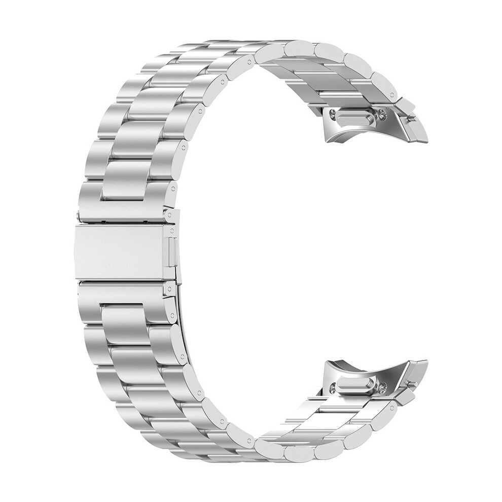 (Silver) Watch Strap for Samsung Galaxy Watch 7 Push-button Metal Watch Strap Three-Ball Steel Strap with Watch Remover