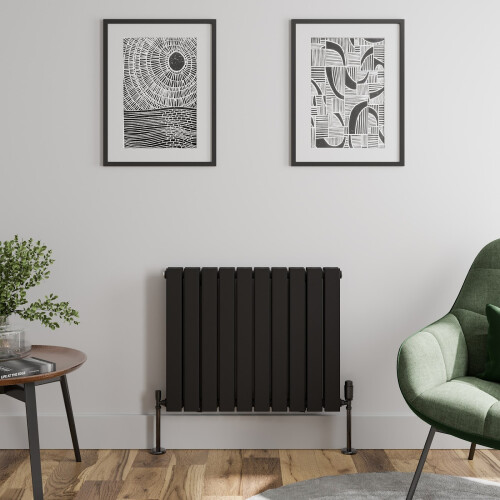 (Black, 600 x 760mm - Double) Flat Panel Radiators Horizontal Vertical Heater 2