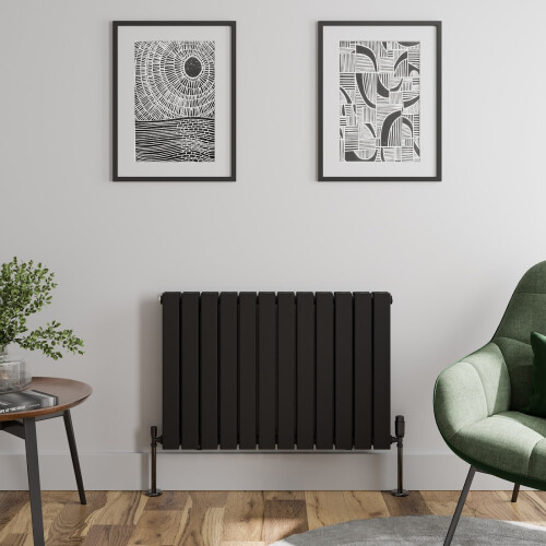 (Black, 600 x 912mm - Double) Flat Panel Radiators Horizontal Vertical Heater 2