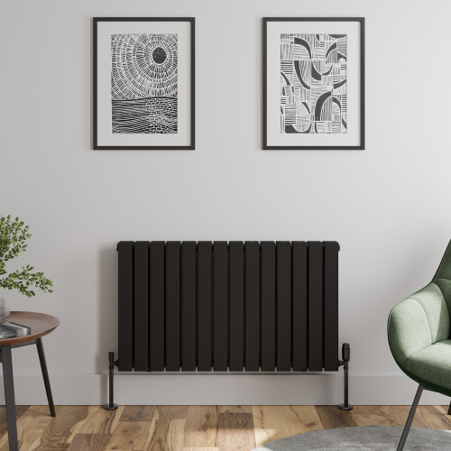 (Black, 600 x 1064mm - Double) Flat Panel Radiators Horizontal Vertical Heater 2