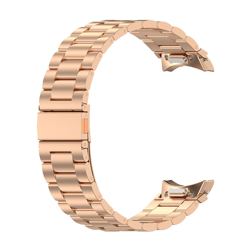 (Rose Gold) Watch Strap for Samsung Galaxy Watch 7 Push-button Metal Watch Strap Three-Ball Steel Strap with Watch Remover
