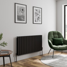 (Black, 600 x 1216mm - Double) Flat Panel Radiators Horizontal Vertical Heater