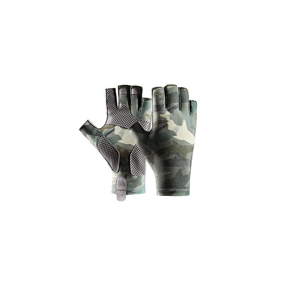 (camouflage, M) AQRS 1Pair Sun Gloves UPF 50+ Fishing Gloves Fingerless UV Protection Breathable Swearproof Fishing Gloves Men/Women for Kayaking Hiki-image-OPC-PFJK2SP-NEW