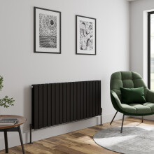 (Black, 600 x 1444mm - Double) Flat Panel Radiators Horizontal Vertical Heater