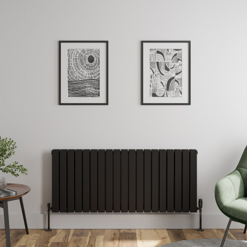 (Black, 600 x 1444mm - Double) Flat Panel Radiators Horizontal Vertical Heater 2