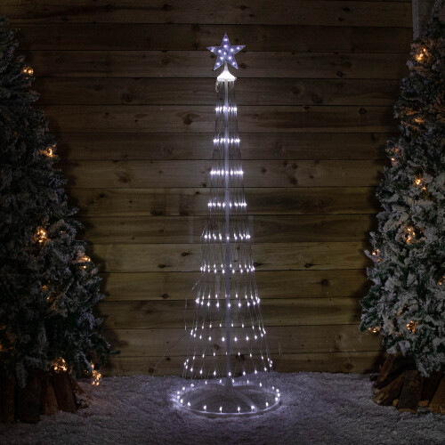 Snow Time 1.8m Light up Christmas Cone Tree with 220 White LEDs and Timer Function