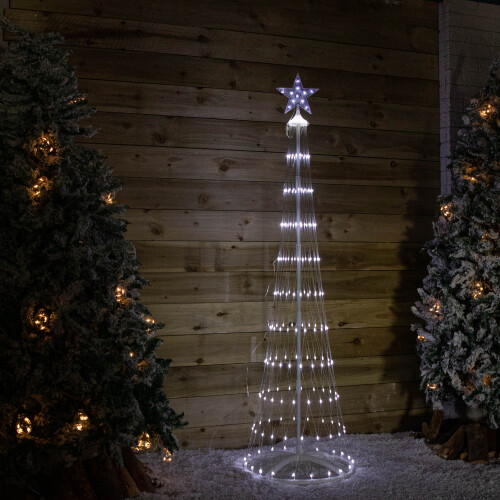 Snow Time 1.8m Light up Christmas Cone Tree with 220 White LEDs and Timer Function 1