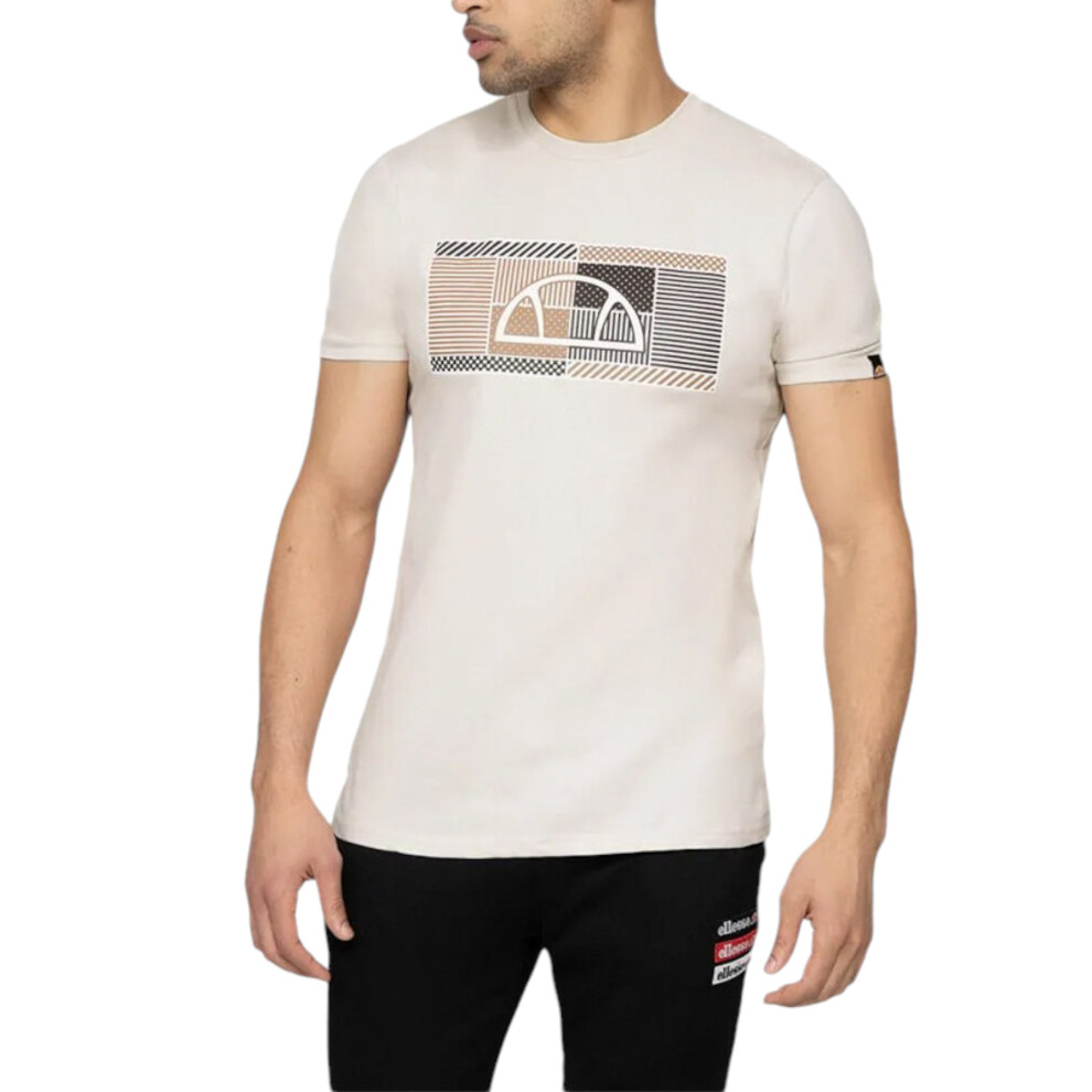 (Beige, L) ELLESSE EINZINI Mens T Shirt Casual Cotton Tee