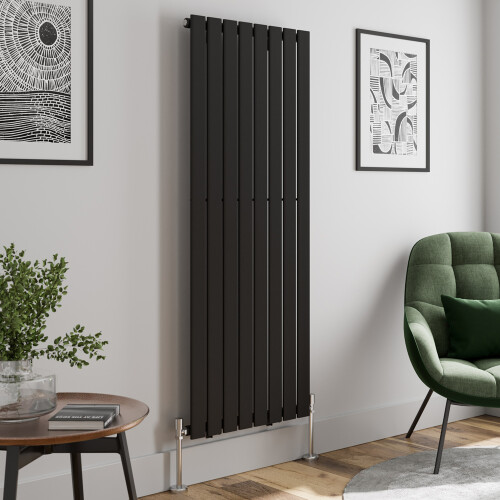 (Black, 1600 x 604mm - Single) Flat Panel Radiators Horizontal Vertical Heater