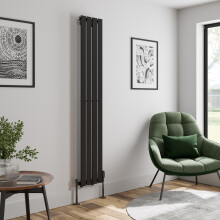 (Black, 1800 x 300mm - Single) Flat Panel Radiators Horizontal Vertical Heater