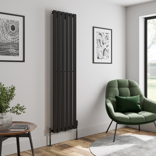 (Black, 1800 x 452mm - Single) Flat Panel Radiators Horizontal Vertical Heater