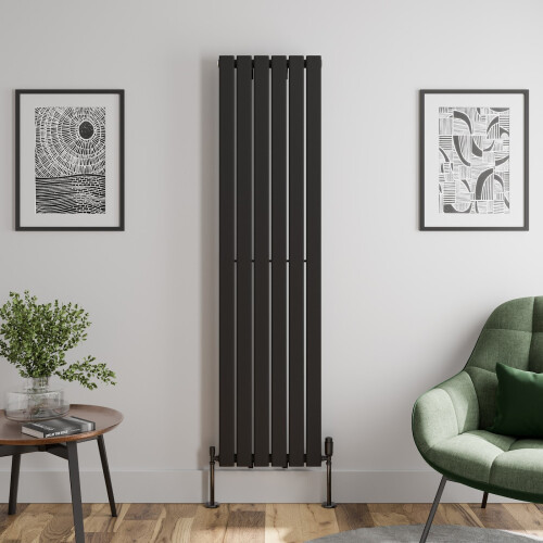 (Black, 1800 x 452mm - Single) Flat Panel Radiators Horizontal Vertical Heater 2