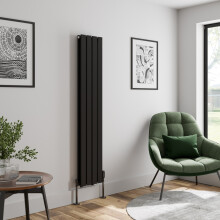 (Black, 1600 x 304mm - Double) Flat Panel Radiators Horizontal Vertical Heater