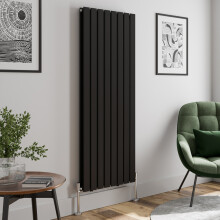 (Black, 1600 x 608mm - Double) Flat Panel Radiators Horizontal Vertical Heater