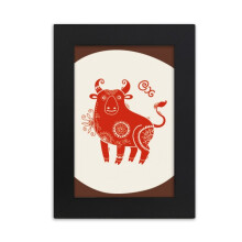 Year Of Ox Animal China Zodiac Red Desktop Photo Frame Picture Display Art Painting Exhibit
