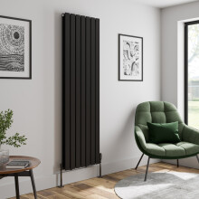 (Black, 1800 x 532mm - Double) Flat Panel Radiators Horizontal Vertical Heater