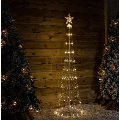 Snow Time 1.8m Light up Christmas Cone Tree with 220 Warm White LEDs and Timer Function 1