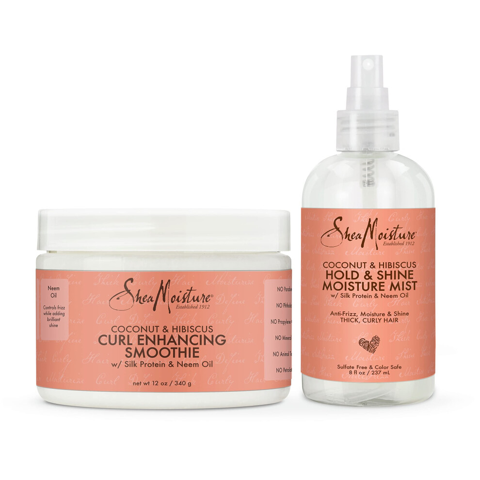 Shea Moisture Coconut Hibiscus  Hold Shine Moisture Mist & Curl Enhancing Smoothie (Set Of 2)