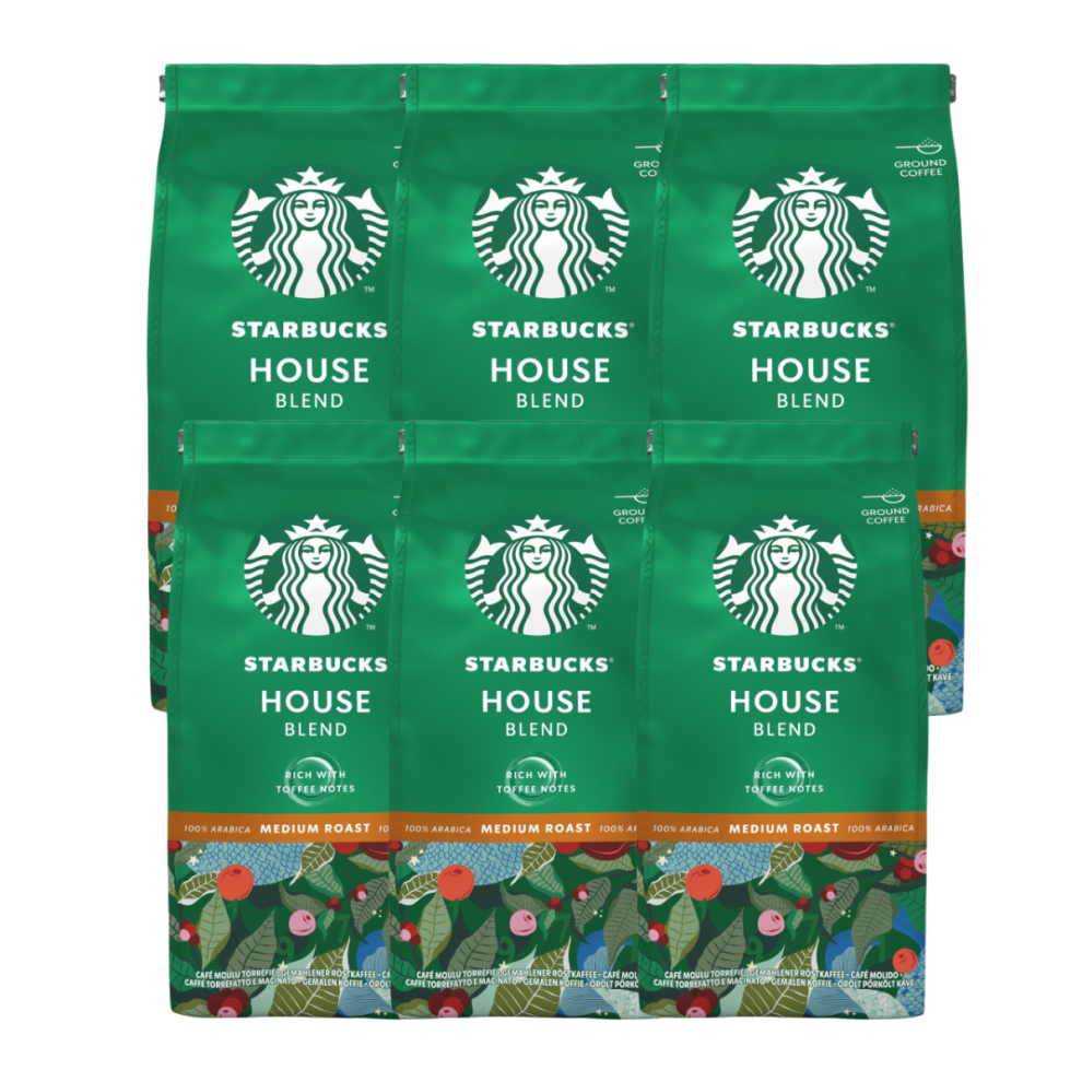 STARBUCKS House Blend, Medium Roast, Ground Coffee (6 x 200g)