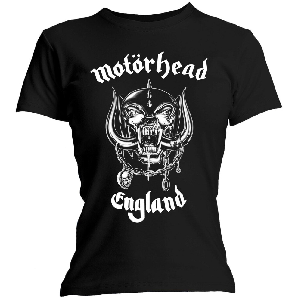 (M, Black) Motorhead Womens/Ladies England T-Shirt-image-OPC-PFJK6TF-NEW
