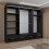 MN Furniture Luxury Sliding Doors Mirrored Wardrobes Black 255cm 2