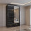 MN Furniture Luxury Sliding Doors Mirrored Wardrobes Black 150cm 1