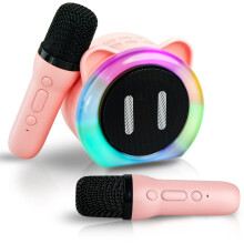 Mini detský karaoke stroj Prenosné Bluetooth karaoke s 2 bezdrôtovými mikrofónmi s podporou TF USB darček k narodeninám pre dievčatá