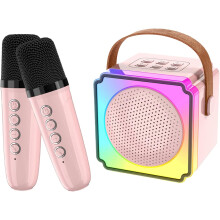 Machine de karaoké pour enfants, mini machine de karaoké avec 2 microphones sans fil et haut-parleurs de qualité sonore HiFi